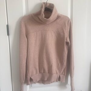 Cozy Pink Turtleneck Sweater with Cowl Neck